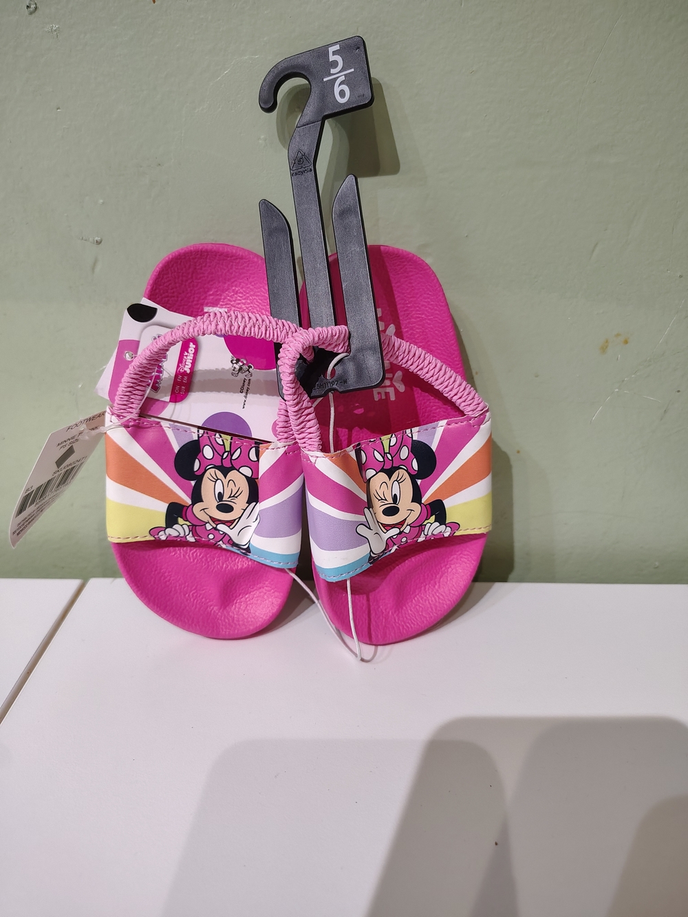 NWT Disney Pink Toddler Girl Minnie Mouse Size 5/6 Sandals Slides Shoes